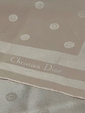 VTG*Christian Dior Classic Silk Scarf Throughout Logo Prints in light Pink-RARE-